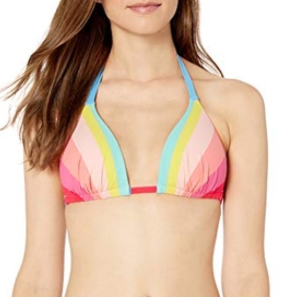NWT La Blanca Stripe Tastic Halter Bikini Top 10